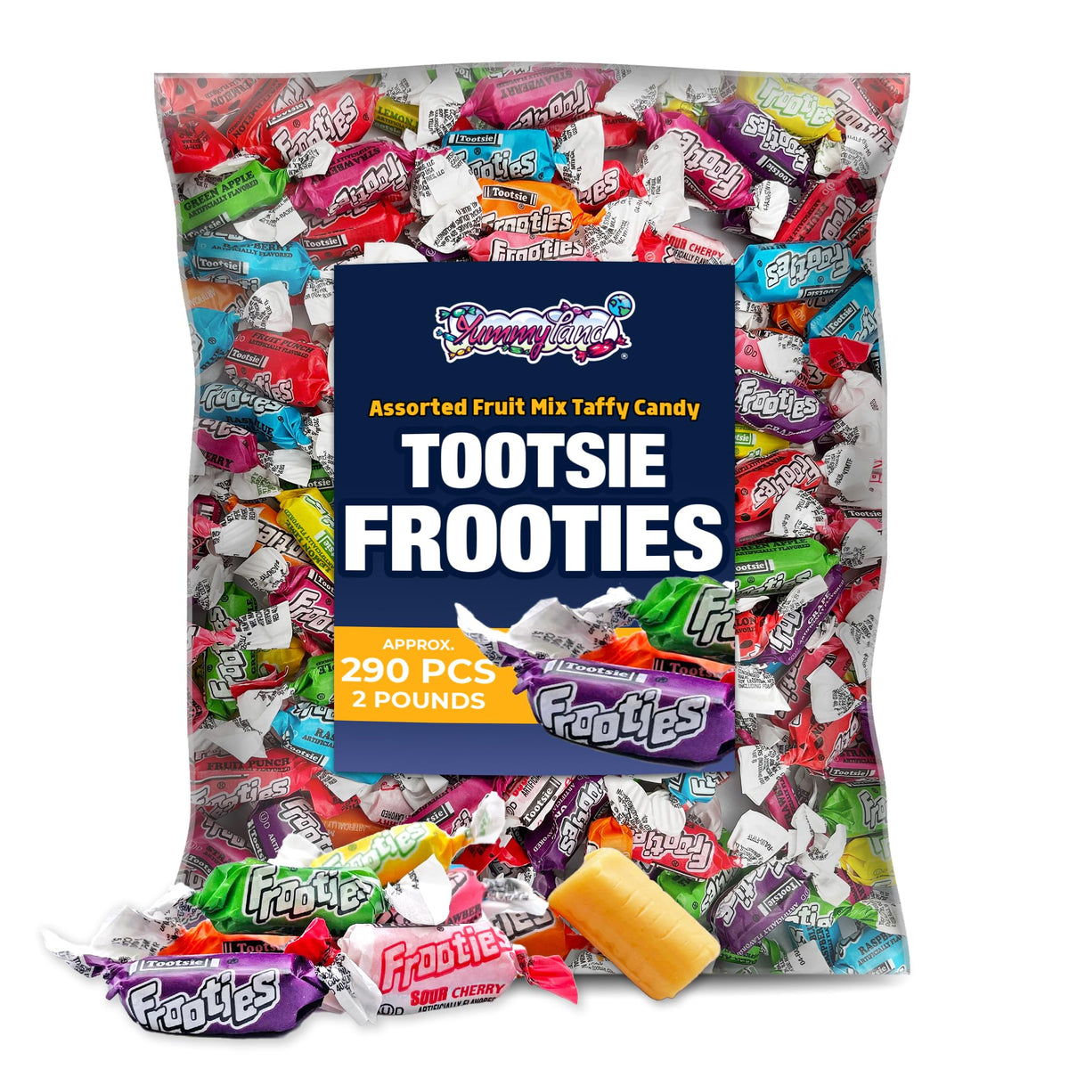 YUMMYLAND FROOTIES assorted flavors in a 2lb bulk pack for sharing.