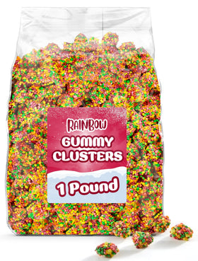 YUMTOV Rainbow Gummy Clusters in vibrant colors for party buffets and snack tables.