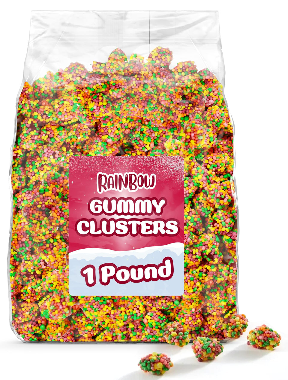 YUMTOV Rainbow Gummy Clusters in vibrant colors for party buffets and snack tables.
