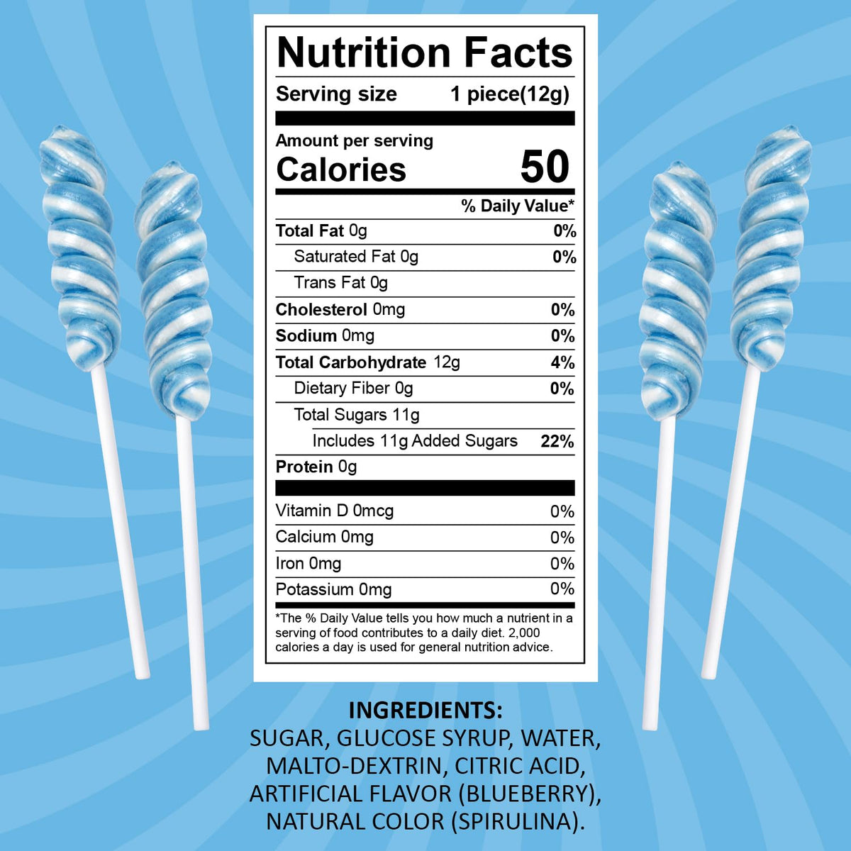 Yumzo blueberry-flavor lollipops offer a fruity treat for party favors.