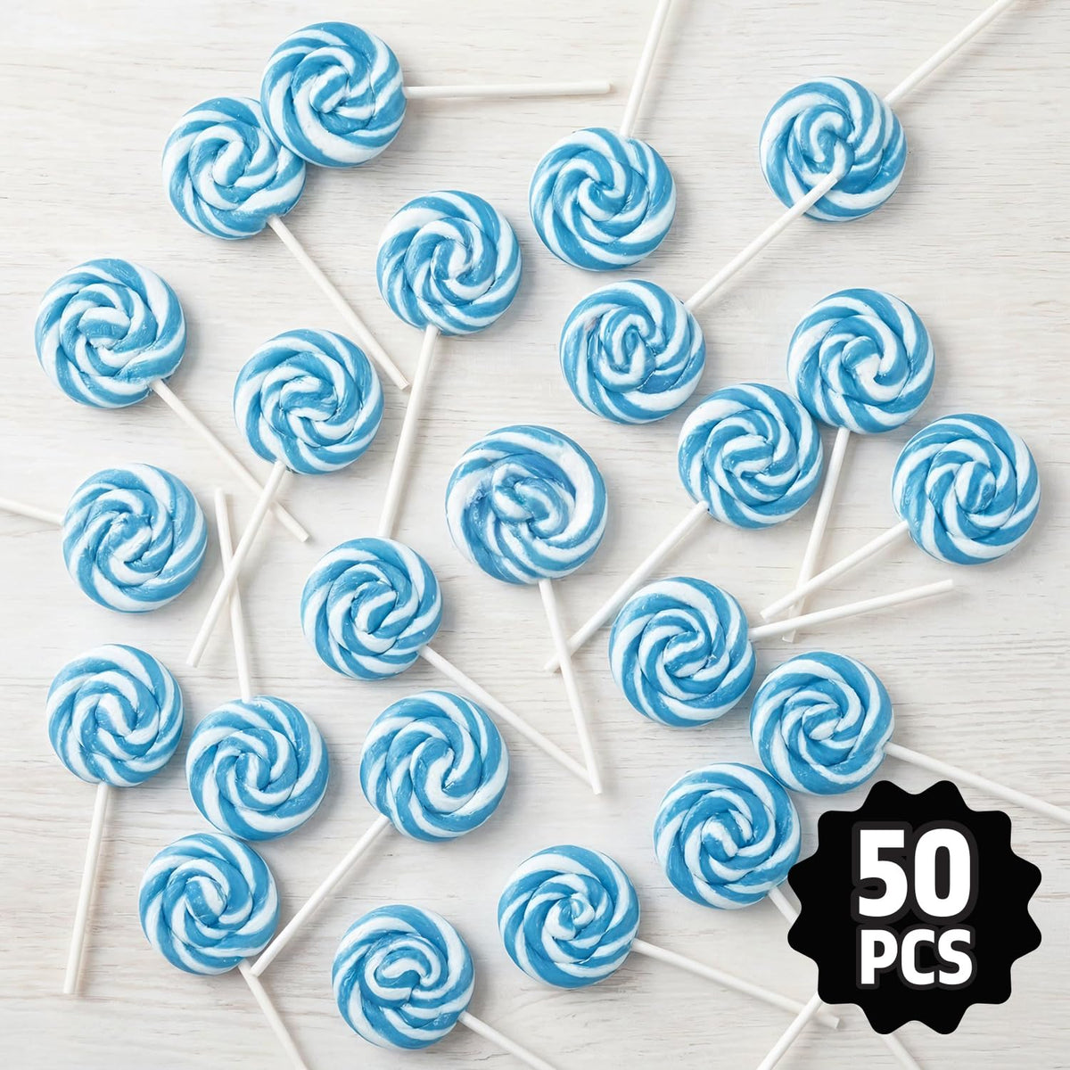 Yumzo blueberry-swirl lollipops, individually wrapped, preserve freshness for safe sharing.