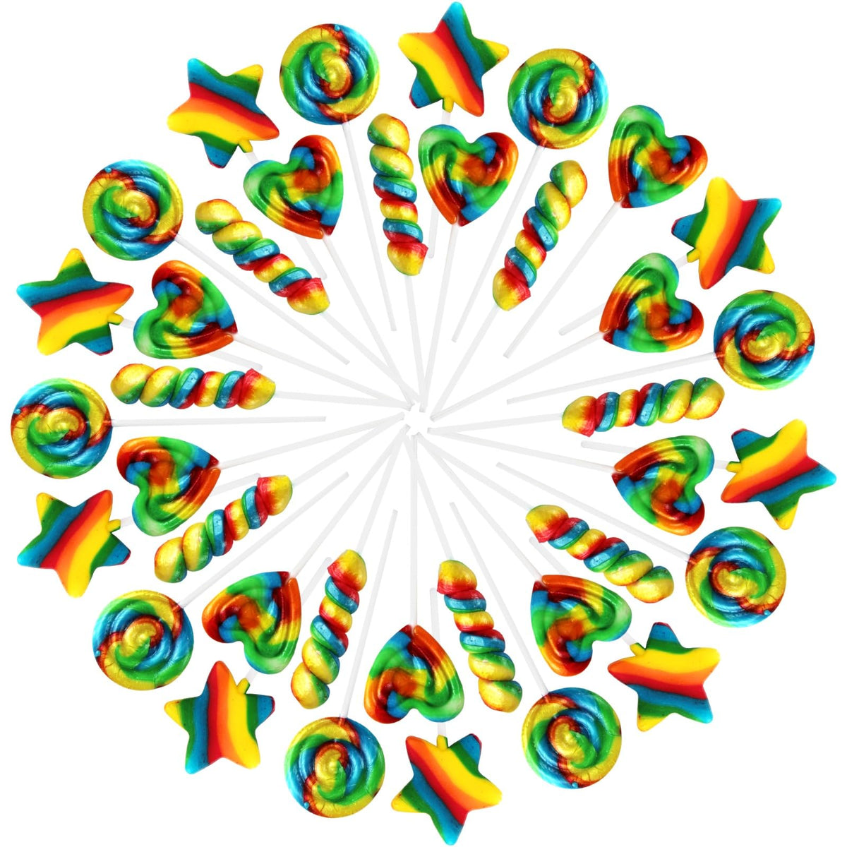 Yumzo carnival lollipops rainbow twist add vibrant color to birthday parties.