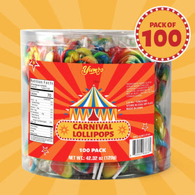 Yumzo carnival lollipops round lollipops offer a playful, bite-sized treat.