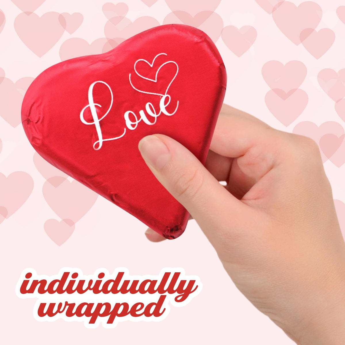 Yumzo milk chocolate heart wrapped in red foil preserves freshness