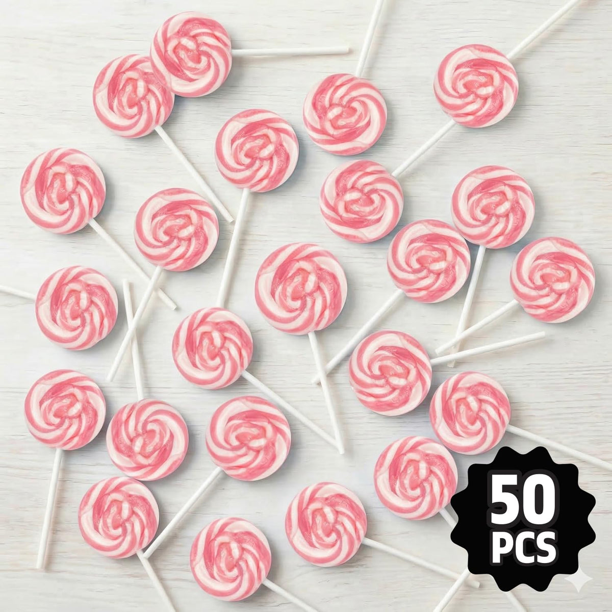 Yumzo Red White Swirl Lollipops arranged for colorful kid-friendly treats.