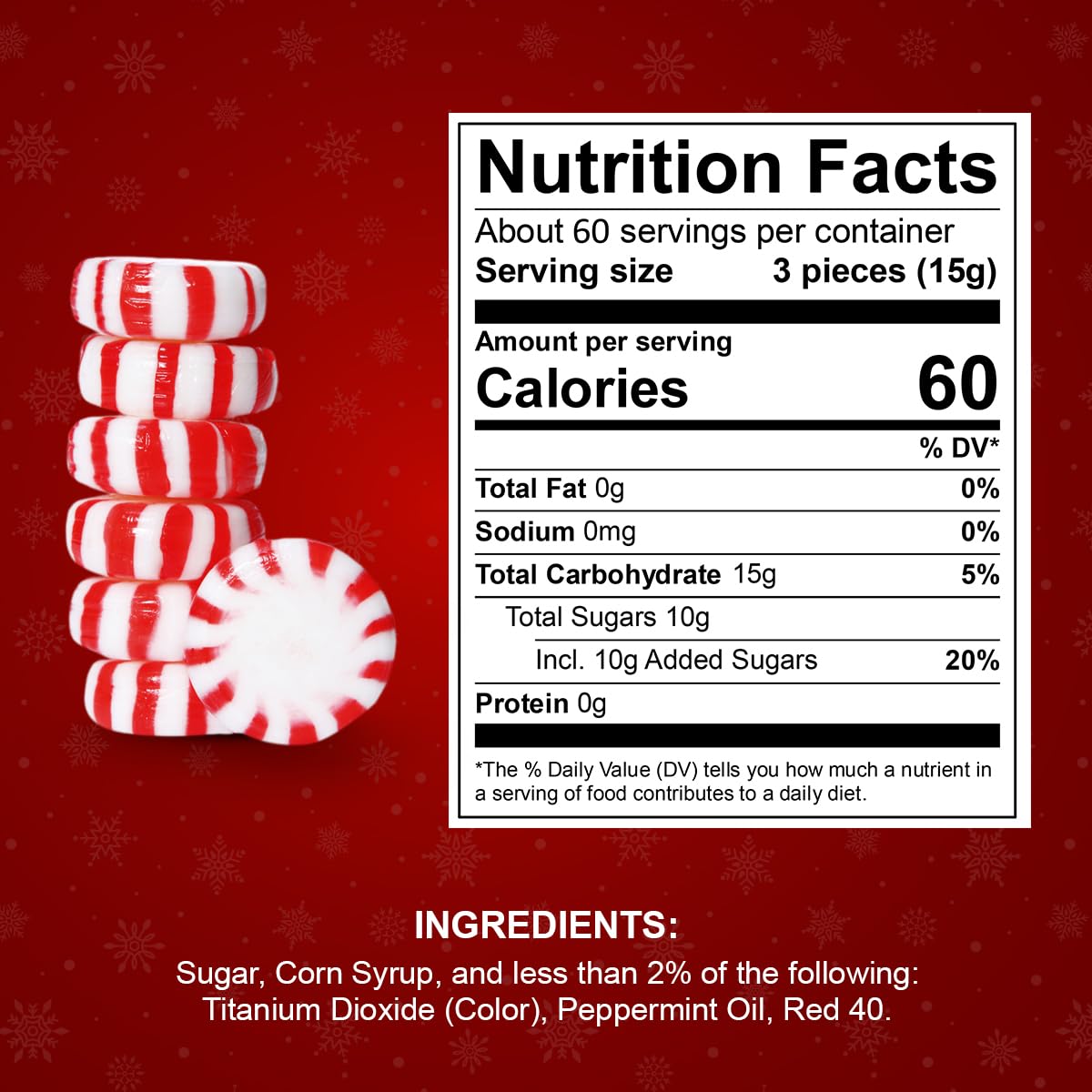 Yumzo Starlight Peppermints packaging label with count
