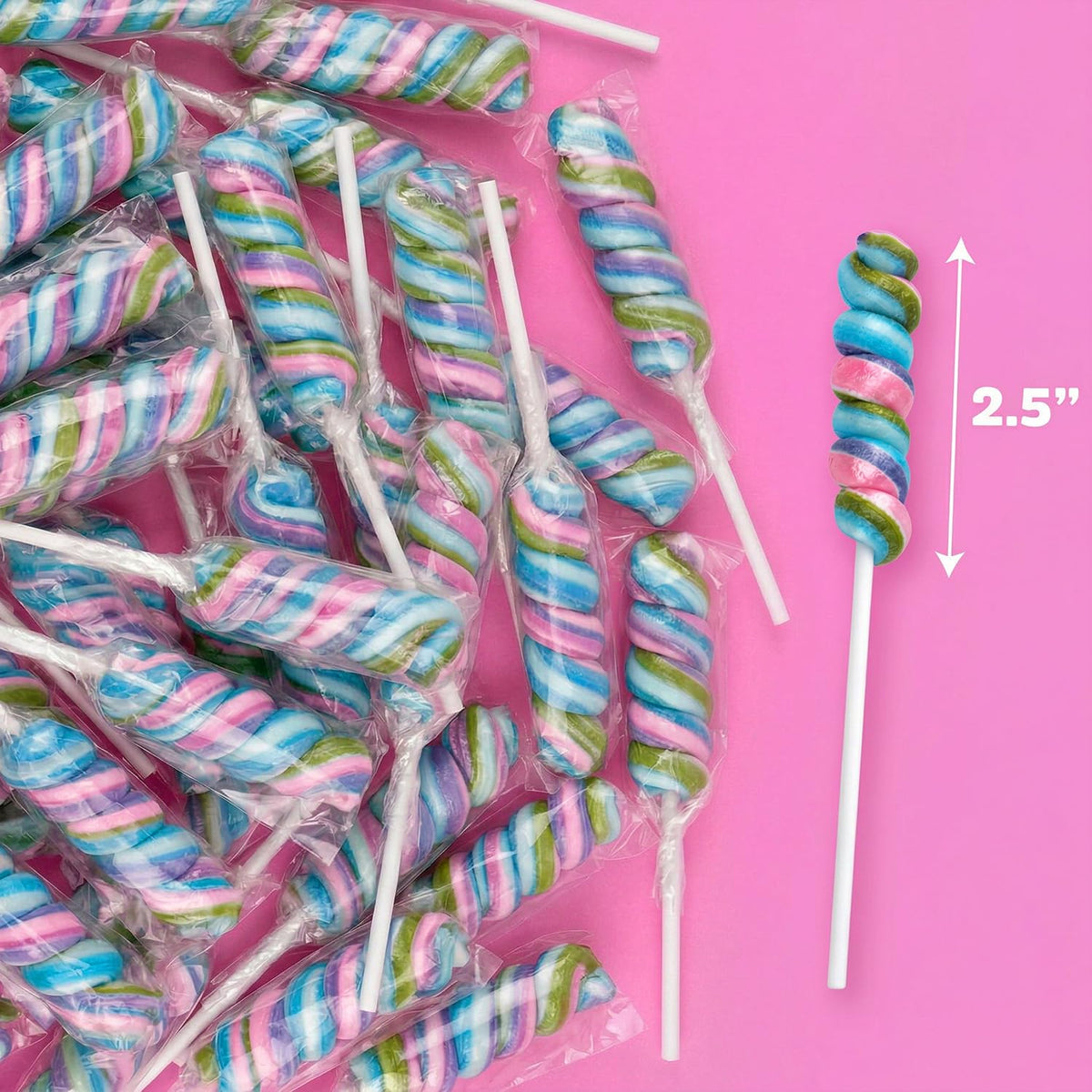 Yumzo Twisty Lollipops use natural colorants for eye-catching displays