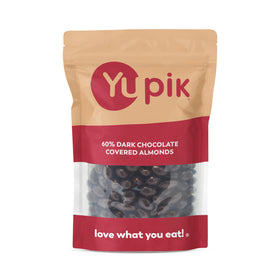 Yupik almonds dipped in dark chocolate offer a crunchy, cocoa-rich snack.