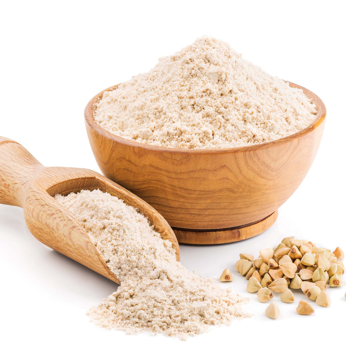 Yupik buckwheat flour in a bowl shows fine grind for smooth batters