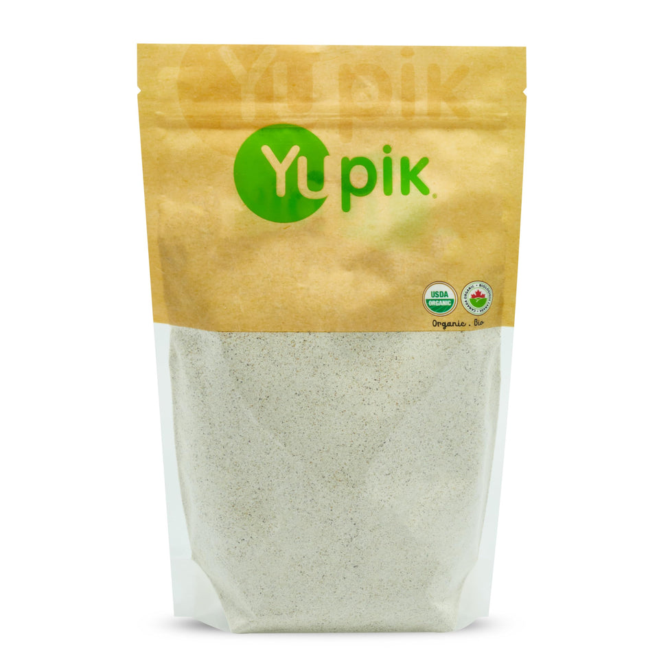 Yupik buckwheat flour packaging highlights organic, gluten-free qualities for wholesome baking