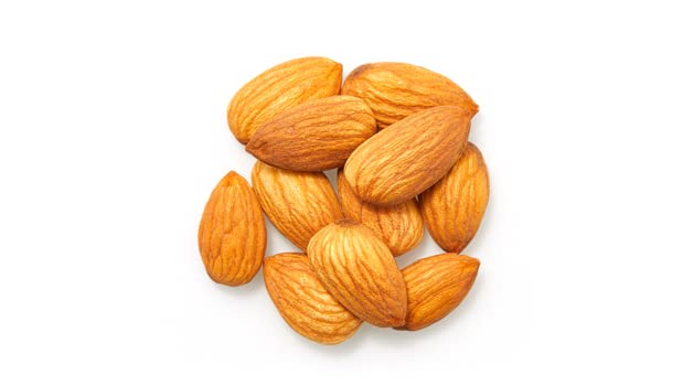 Yupik California raw almonds small closeup of rich color and texture