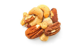 Yupik Deluxe Nuts Mix closeup, showing Brazil nuts, almonds, and cashews.