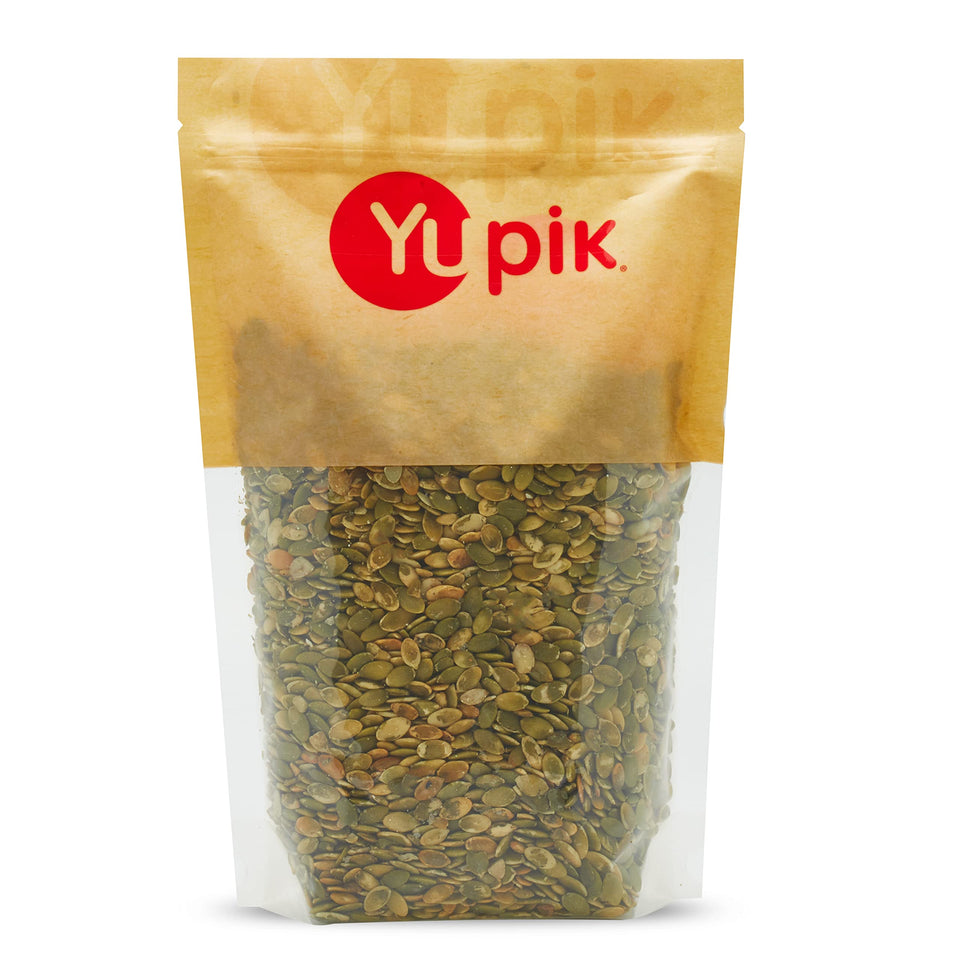 Yupik dry roasted pumpkin seeds, shelled, crunchy snacking goodness.