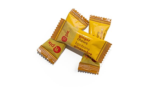 Yupik Ginger Chews closeup bites, soft and chewy travel snack