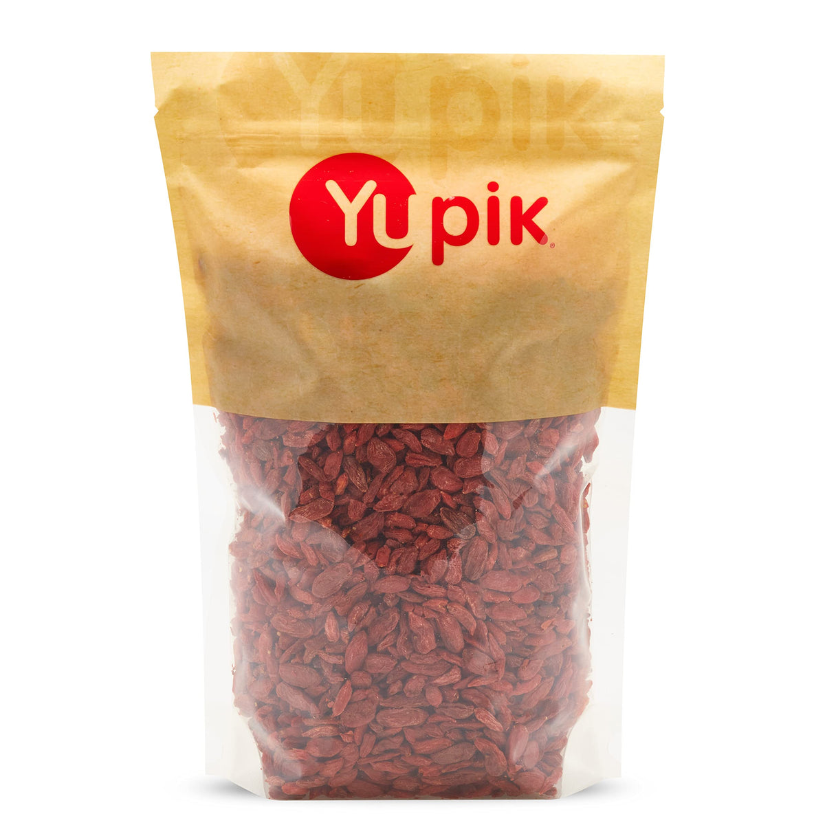 Yupik Goji berries in a bag highlight vibrant color for quick, healthy snacking