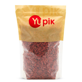 Yupik Goji berries in a bag highlight vibrant color for quick, healthy snacking