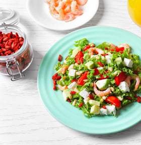 Yupik Goji berries on a snack plate emphasize sweet-tangy flavor for salads