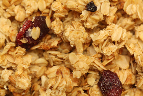 Yupik Granola Chunky Berry Patch bowl with milk, ideal for a quick breakfast or snack