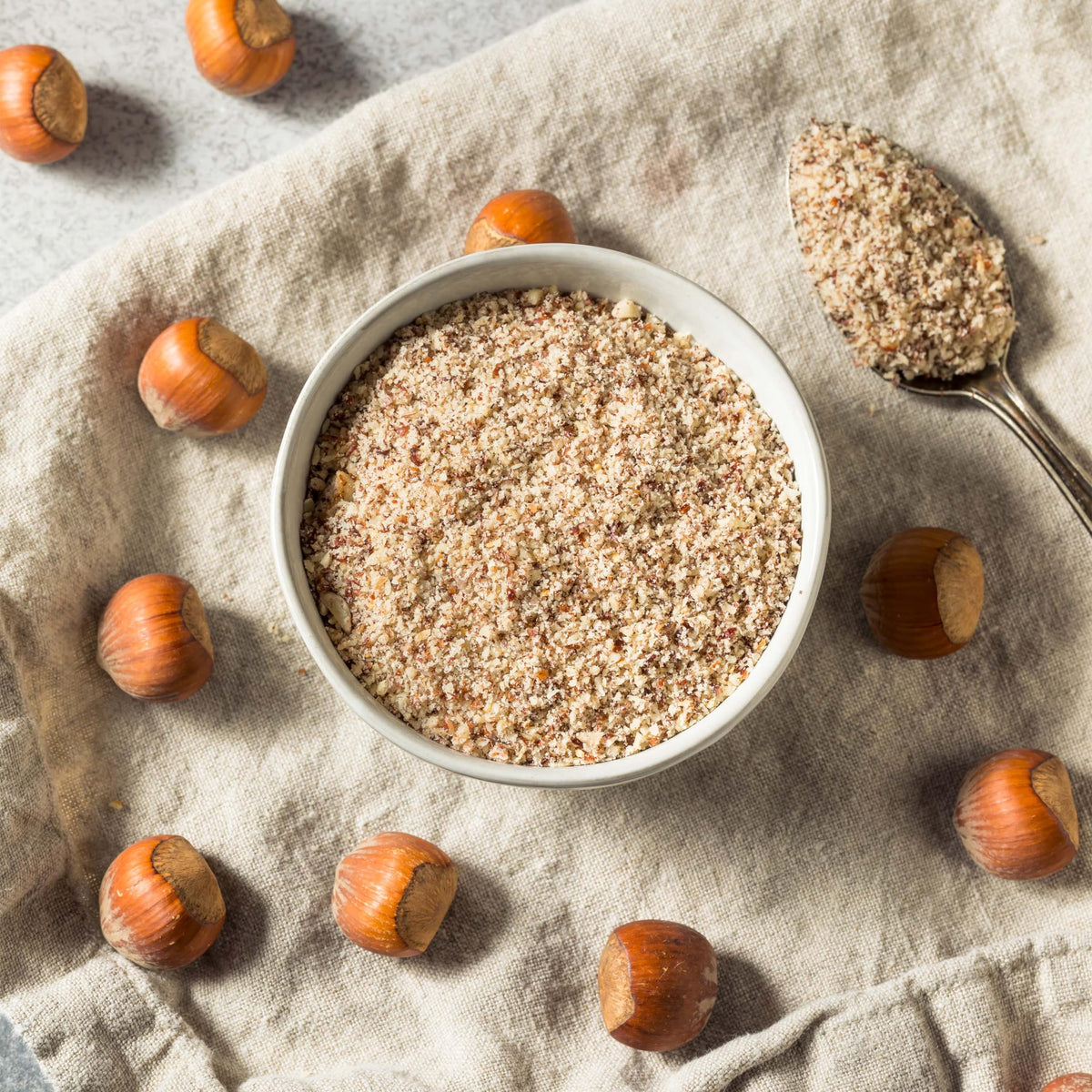 Raw unroasted Yupik Hazelnut Meal offers a natural, oil-free baking option.