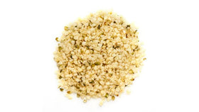 Close-up of Yupik hulled hemp seeds, ideal for protein-rich snacks.