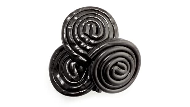 Yupik licorice rolls chewy texture close-up highlights organic candy