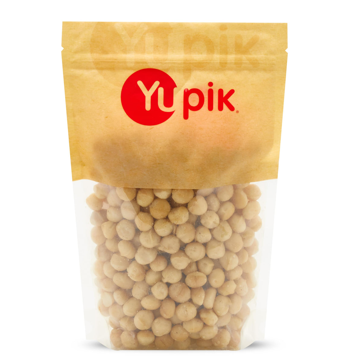 Yupik macadamia nuts in bulk pack, whole raw and unsalted for baking or snacking.