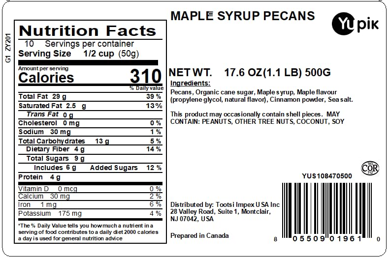 Yupik Maple Syrup Pecans close-up of caramelized coating and texture