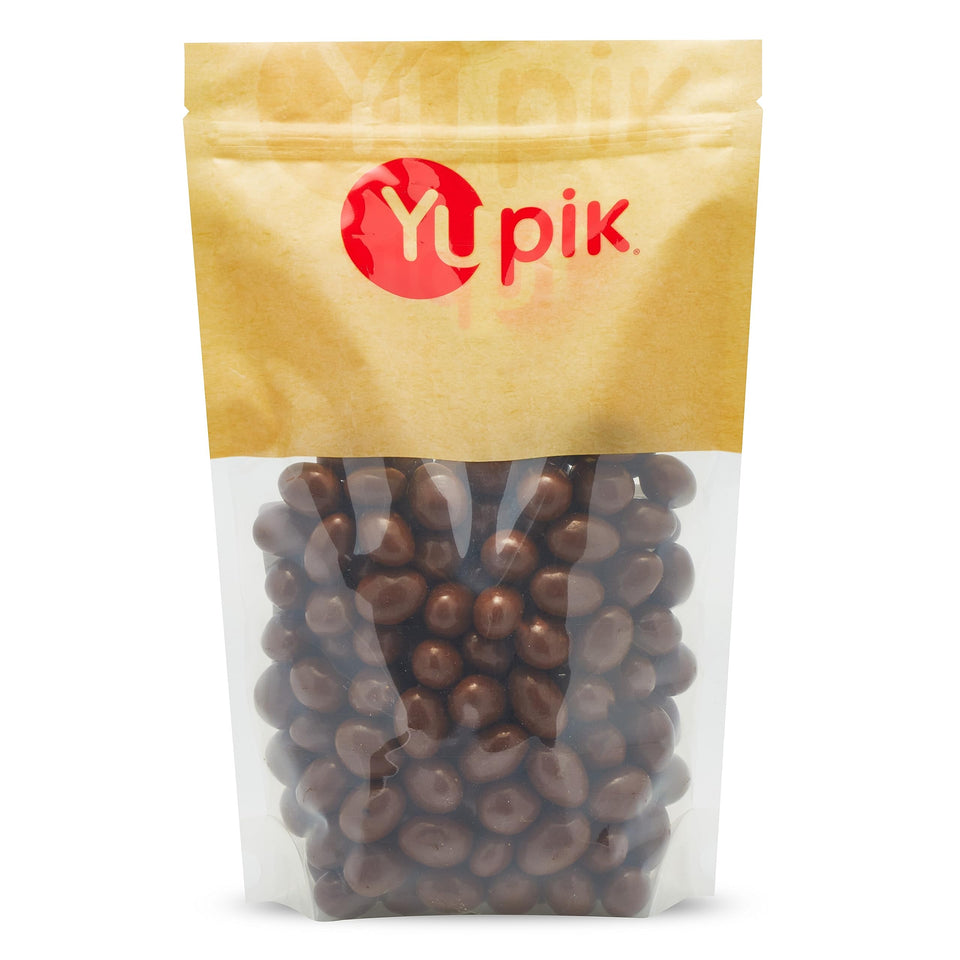 Yupik packaging of milk chocolate covered almonds, premium snack ready for gifting.