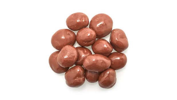 Yupik Milk Chocolate Covered Raisins close-up of smooth, chewy chocolate-coated raisins