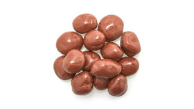 Yupik Milk Chocolate Covered Raisins close-up of smooth, chewy chocolate-coated raisins
