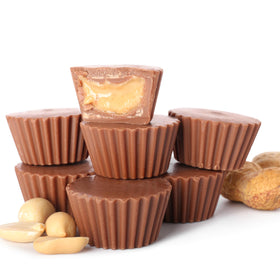 Yupik mini peanut butter cups ready-to-snack on a dessert plate