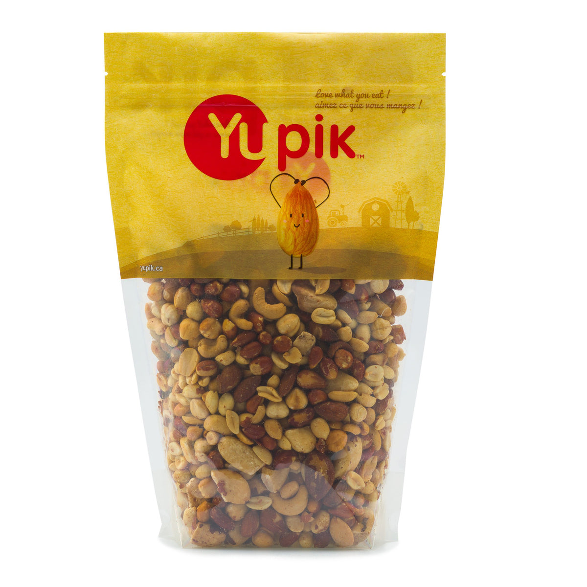 Yupik Mixed Nuts bag closeup for unsalted crunchy snacking