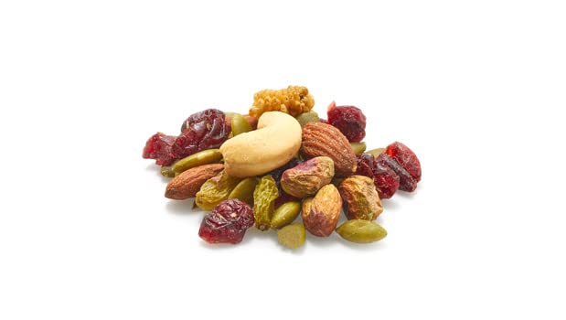 Yupik Nature Trail Mix highlighting pumpkin seeds and dried cranberries for crunchy texture.