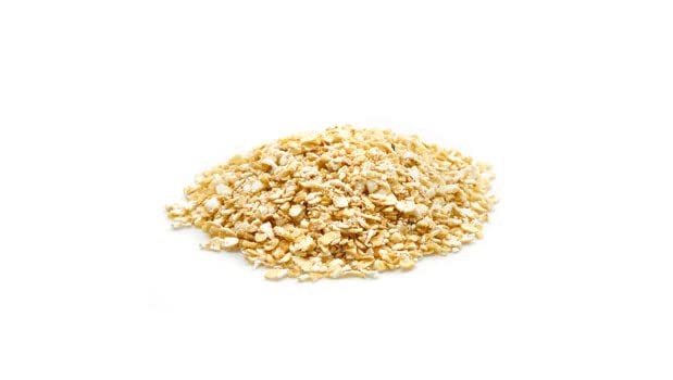 Close-up of Yupik Organic Oat Bran powder ready for baking.