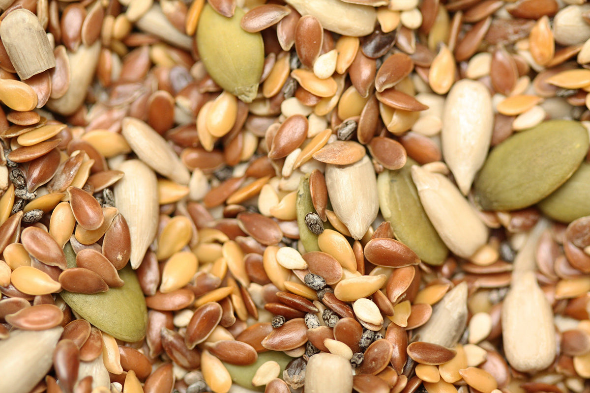 Yupik Organic 6 Seeds Mix bag highlights a nutrient-dense crunch for oatmeal.