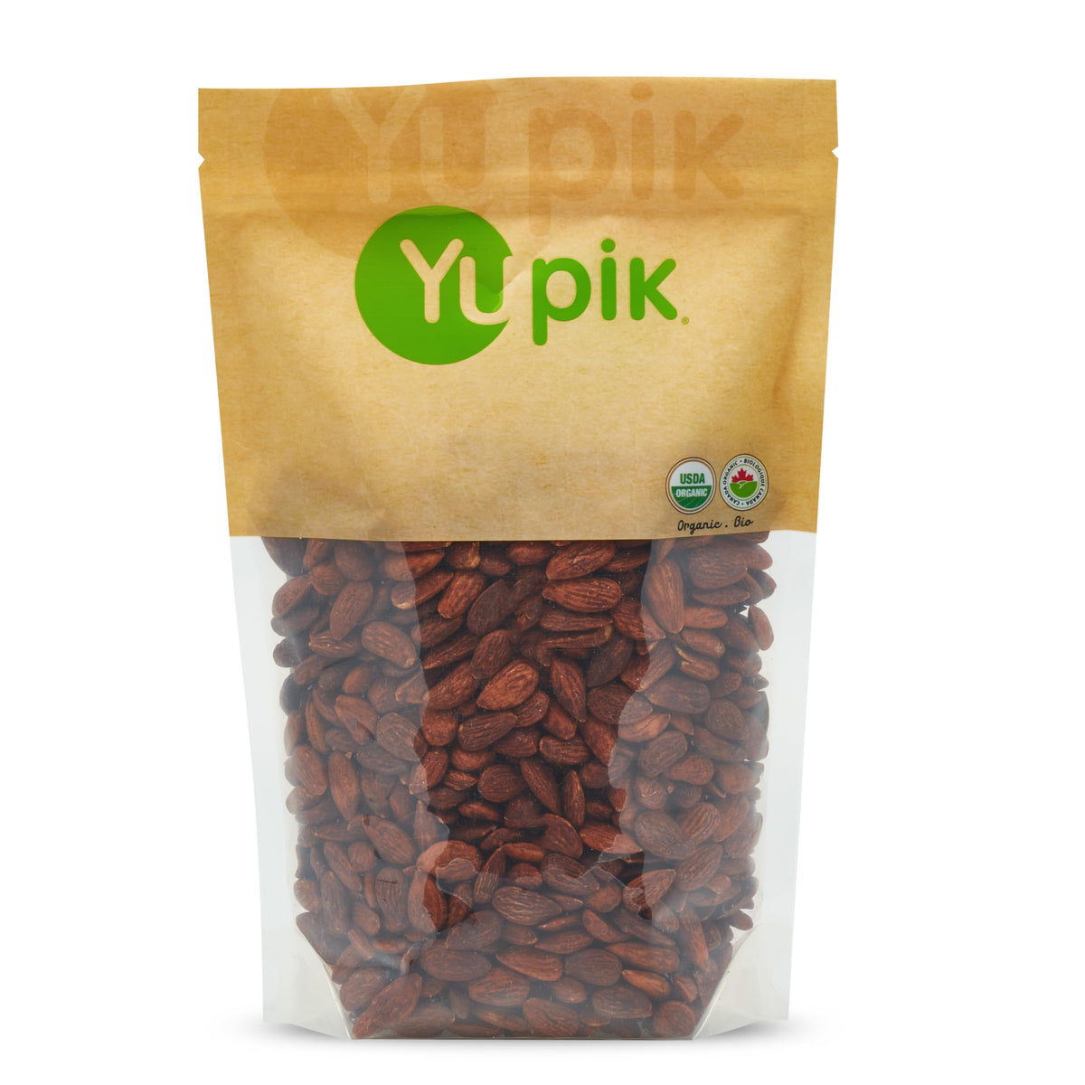Yupik organic almonds tamari bottle pour highlight savory flavor for quick, on-the-go snacking