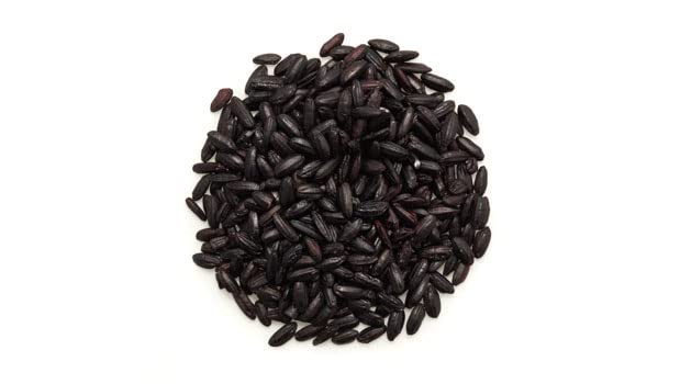 Cooked Yupik Ancient Black Rice served as a nutty, colorful side.