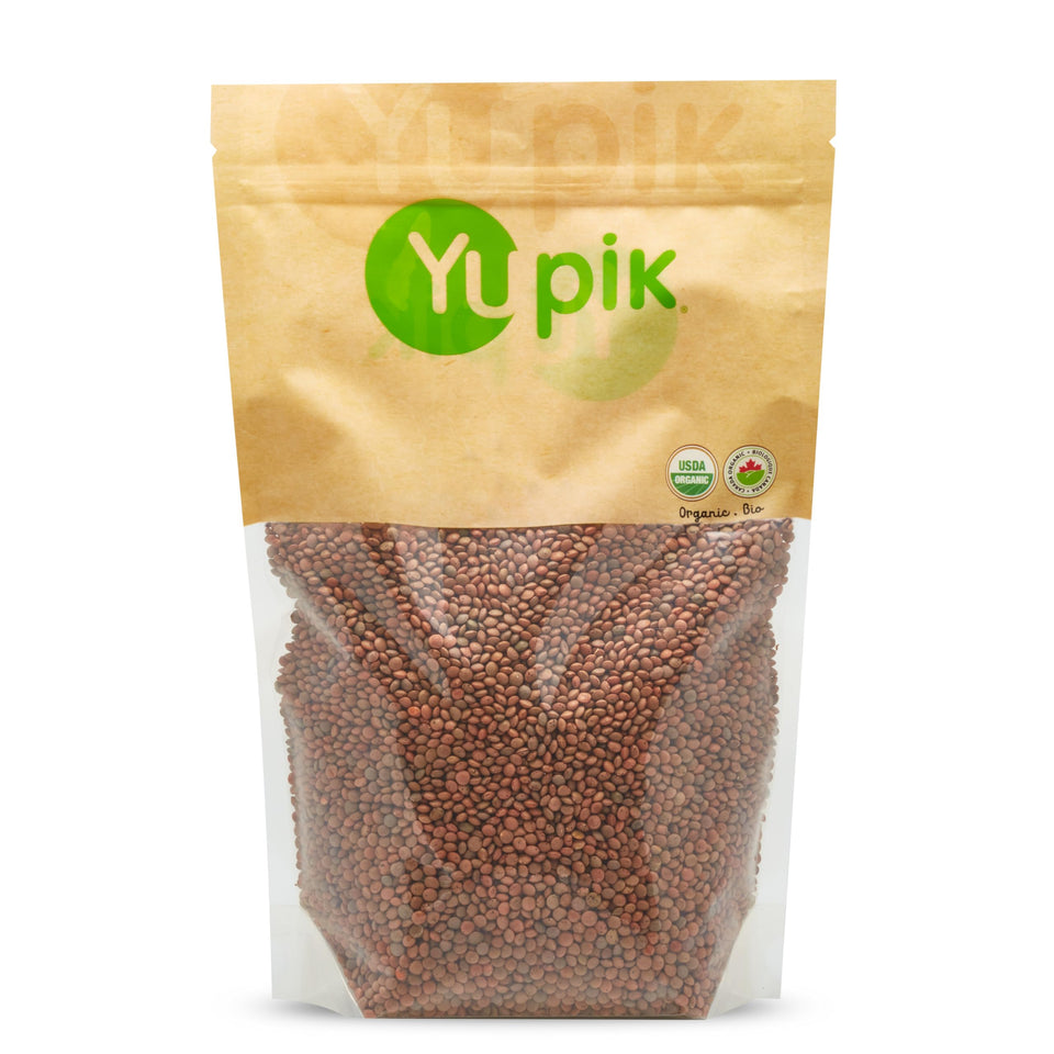 Yupik Organic Brown Lentils bulk bag, rich in fiber and protein for soups and salads.