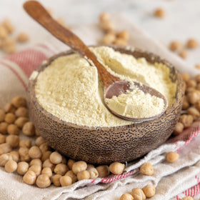 Yupik organic chickpea flour packaging highlights gluten-free cooking