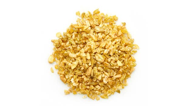 Yupik Organic Cracked Freekeh grains close-up; nutty aroma and chewy texture