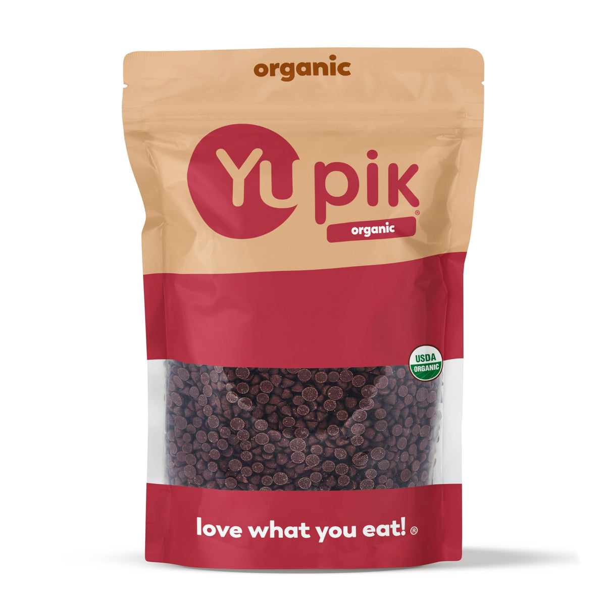 Yupik Organic 70% chips packaging signals premium baking quality.