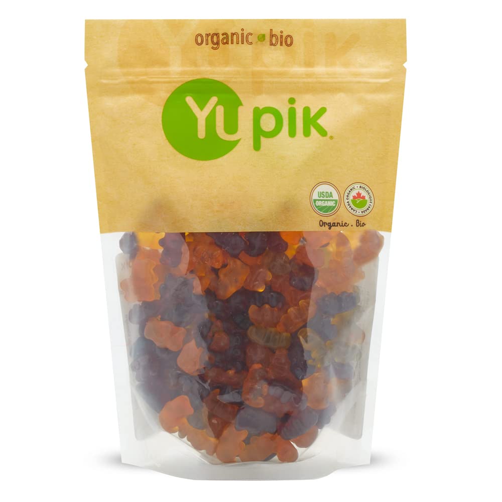 Yupik Organic Fruit Gummy Bears pack shot highlighting gelatin-free snacking