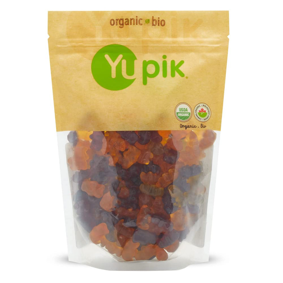 Yupik Organic Fruit Gummy Bears pack shot highlighting gelatin-free snacking
