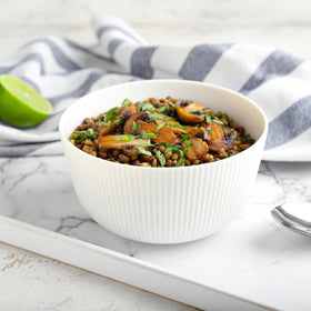 Yupik Organic Green Lentils in a salad plate, boosts fiber and texture