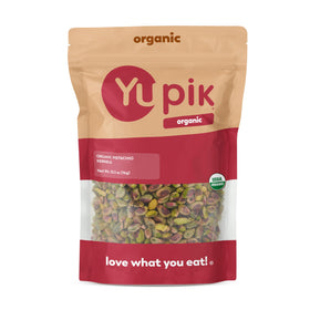 Yupik organic shelled pistachios bag, great for on-the-go snacking.