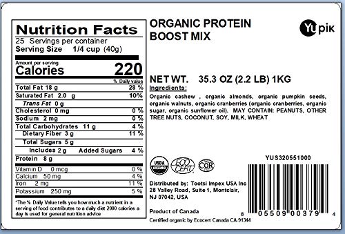 Yupik Organic Protein Boost Trail Mix serving idea, nourishing snack for workouts.
