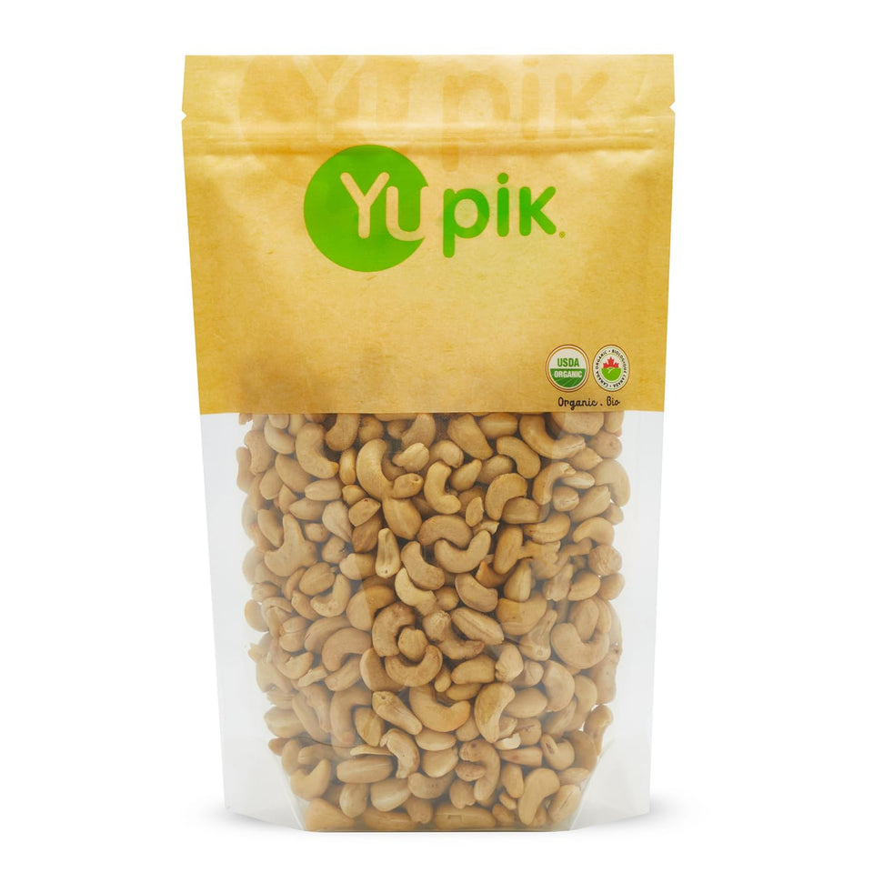 Yupik Organic Raw Cashews packaging, Kosher-certified, ideal for snacking