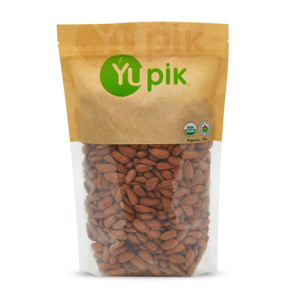 Yupik organic raw European almonds – whole nuts ideal for snacking and recipes.
