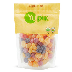 Yupik Organic Sour Gummy Mix pack shot showcasing colorful, tangy bites for vegan snacking.