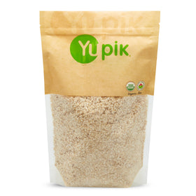 Yupik Organic White Quinoa Flakes bag front view, gluten-free staple.